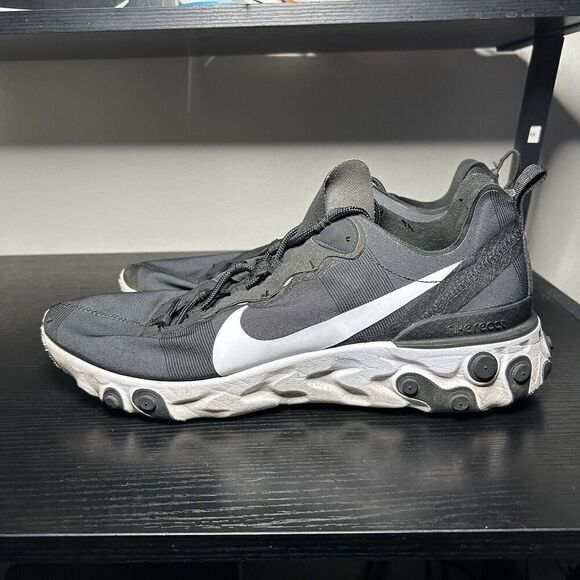 Nike React Element 55 Black Athletic Running Shoes Sneakers BQ6166-003 Mens 12 - Picture 5 of 9